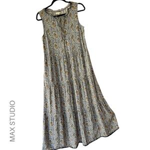 Max Studio Blue and Cream Maxi Dress